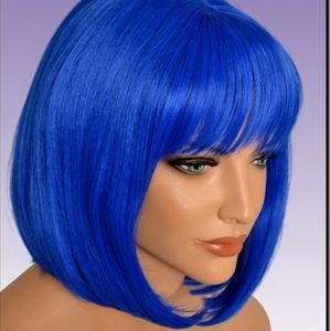Blue bob style wig
